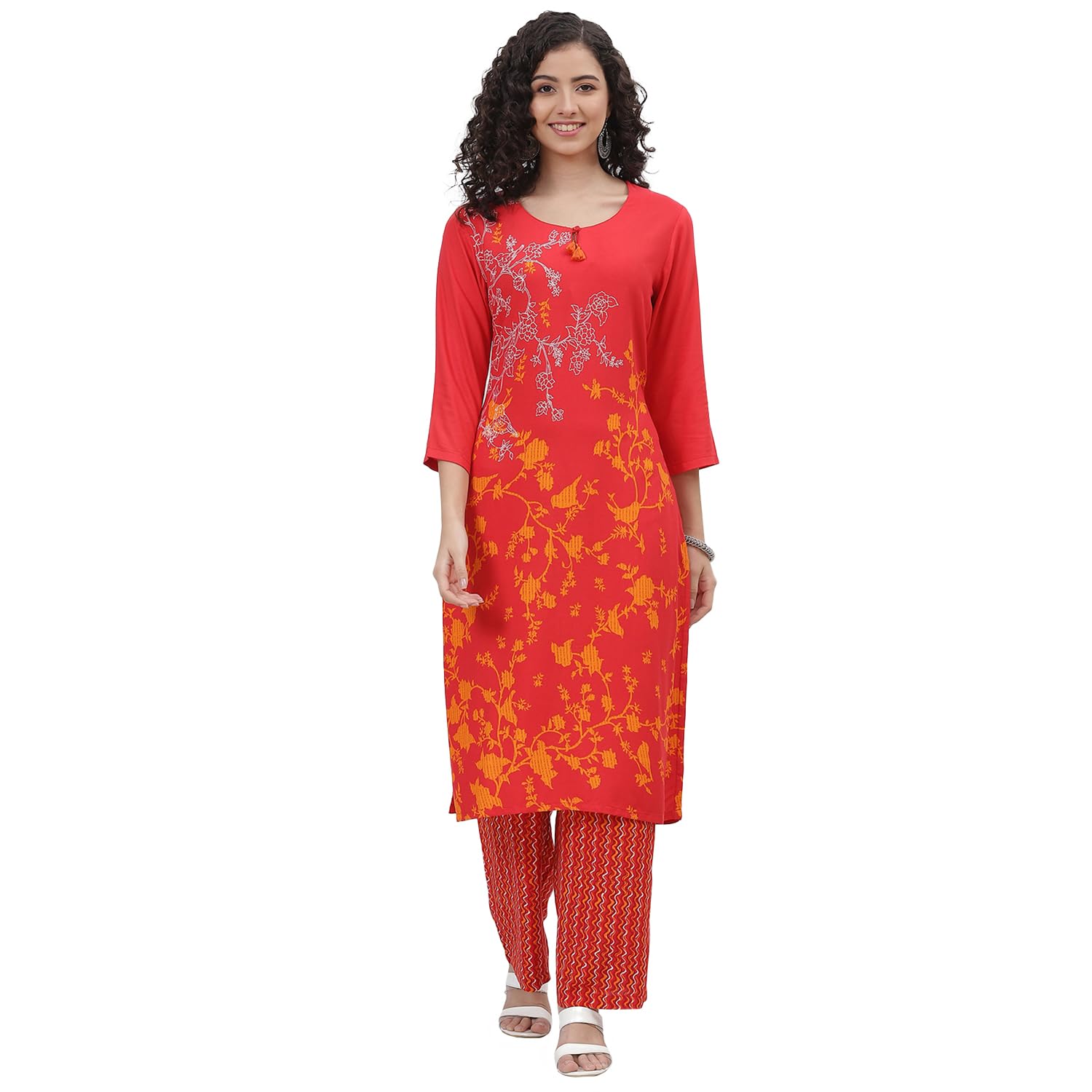 rangriti Red Viscose Straight Kurta Pants Set For Women-picture-37