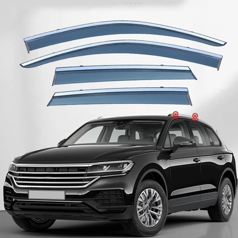 LOLUZ 4Pcs Car Wind Deflectors for VW Volkswagen Touareg CR 2019, Wind Rain Sun Smoke Guard Deflectors Side Window Visor Sun Rain Guard Shade