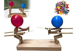 2024 New Handmade Wooden Fencing Puppets, Balloon Bamboo Man Battle, Battle Bots,...