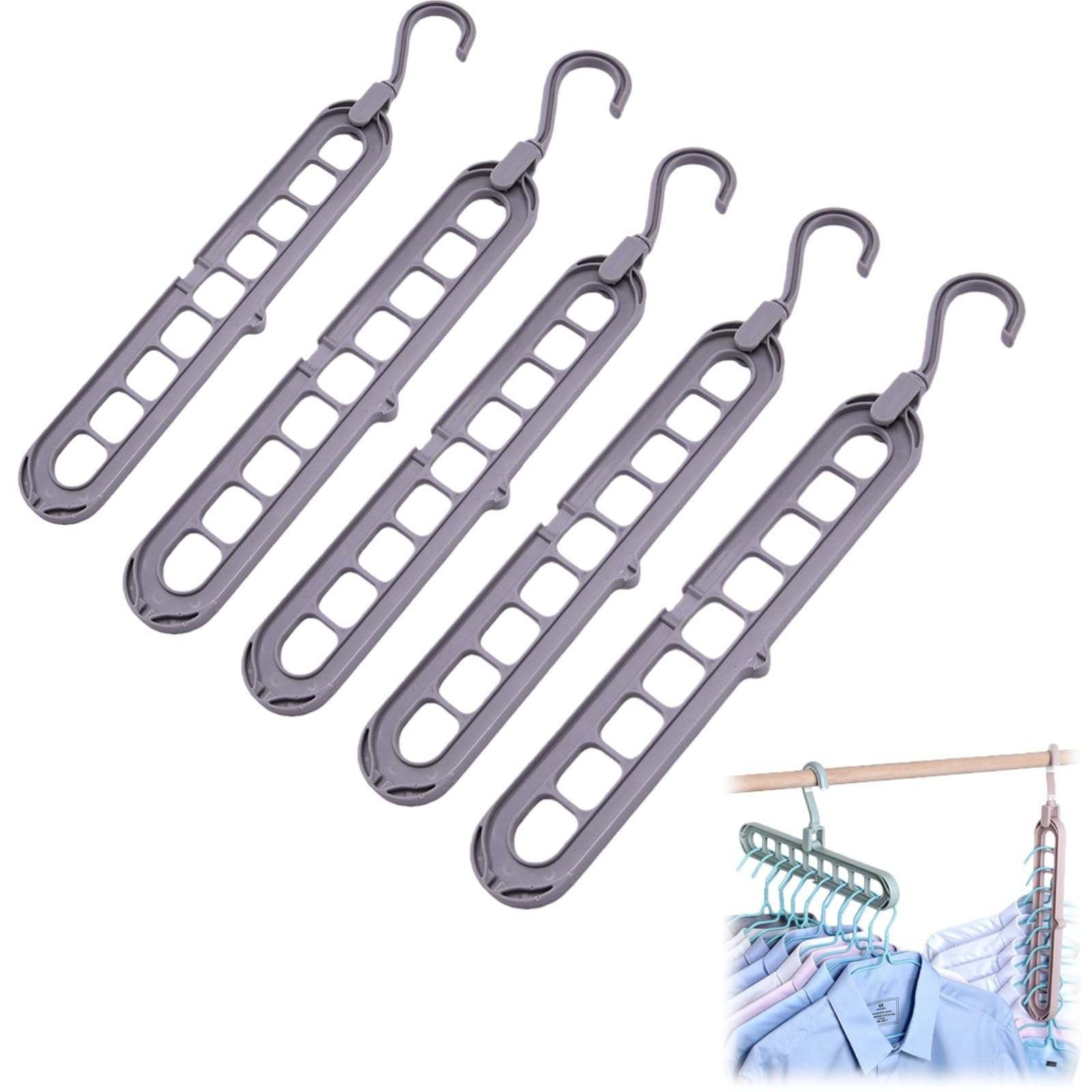 Smart Hanger Pro 9-in-1 9 Holes Rotate Anti-Skid Folding Space-Saving Folding for Wardrobe Efficient Cascading Organizer Anti-Skid Design
