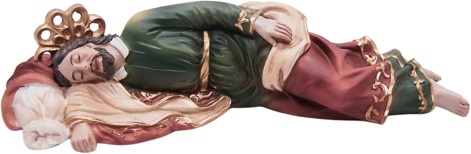 Wowser Sleeping Saint Joseph Figurine, Religious Home Decor, Gift for Home Sellers, 8 Inches