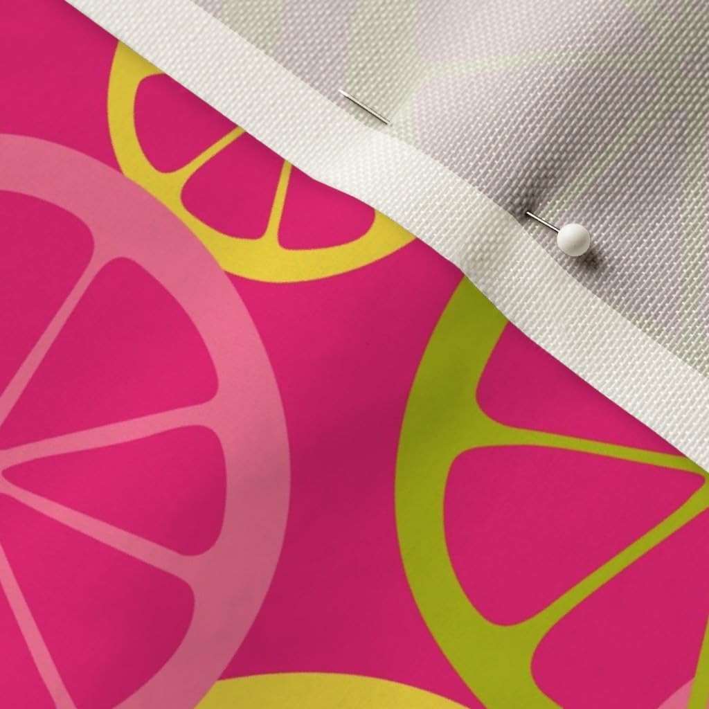 Spoonflower Fabric - Pink Lemonade Citrus Fruit Lemon Lime Orange Summer Beach Tropical Printed on Upholstery Velvet Fabric Fat Quarter - Upholstery Home Decor Bottomweight Apparel