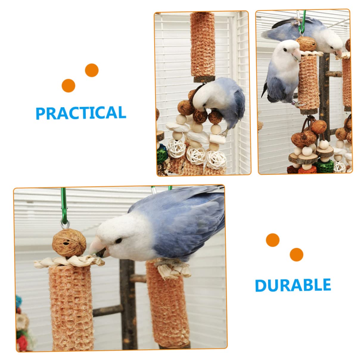 minkissy Lot De 4 Jouets pour Perruches Domestiques Cage Jouet pour Calopsittes Résistant Aux Morsures Accessoire pour Oiseaux Molaire pour Perroquet Amusant pour Perruches