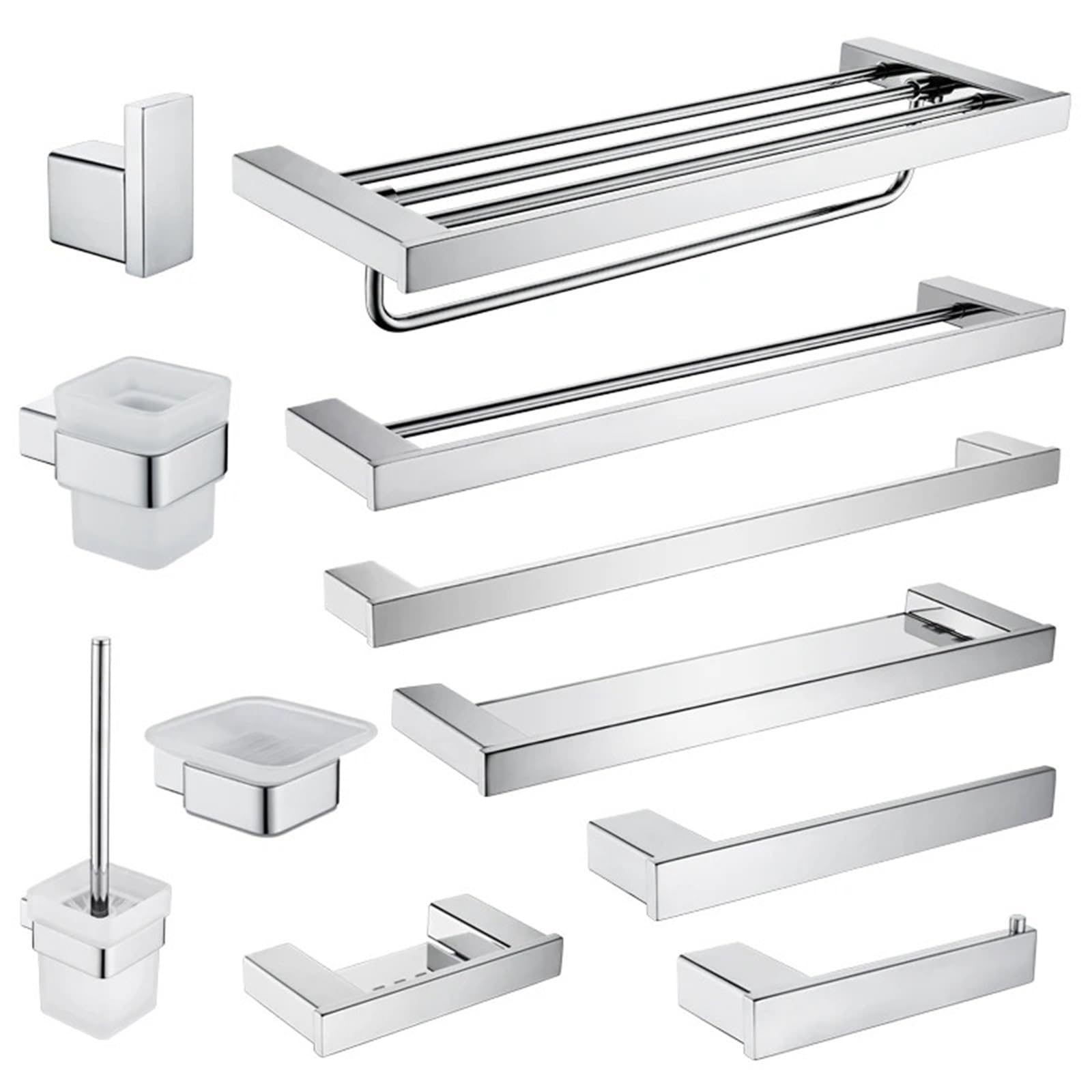 Set di accessori da bagno in acciaio inox, mensola da parete, porta asciugamani, porta carta igienica, portasapone, accessori da bagno per nizing e arredamento moderno