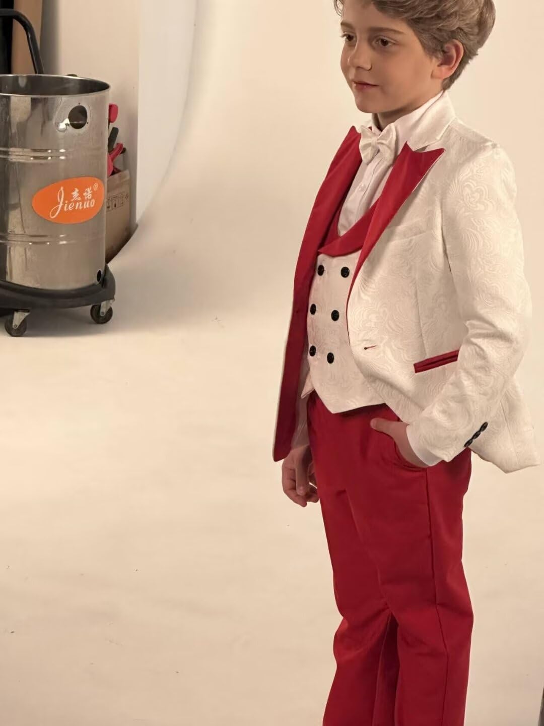 SAROULU Boys Formal Suit Wedding Tuxedo 3 Pieces Floral Jacket Pants Vest Kids Party Blazer - Image 4