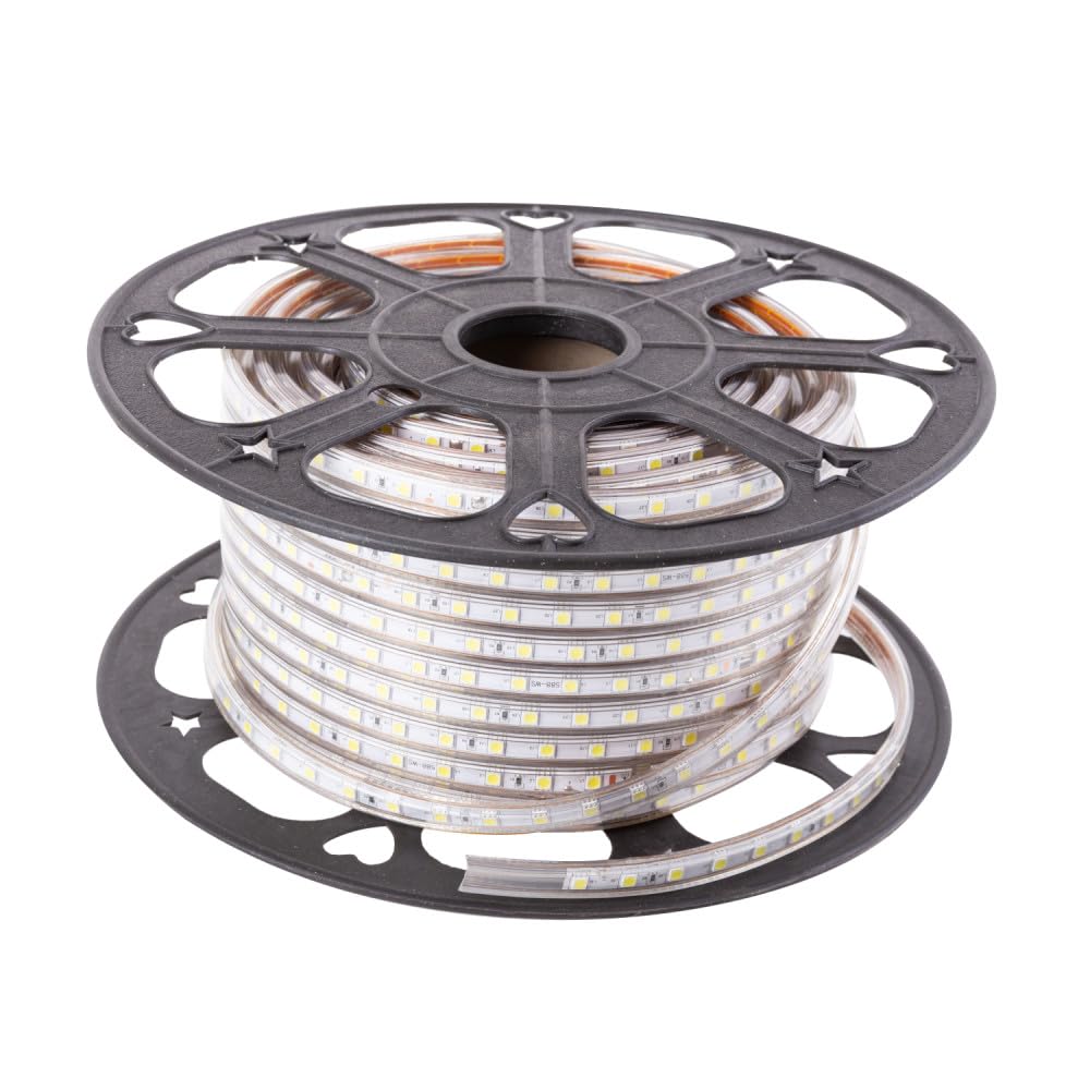 Tira de 60 LEDs/M 500W 42.000Lm 3000ºK SMD5050 220VAC IP65 x50M 40.000H [GR220/60/50M/WW]-Blanco Cálido | Greenice