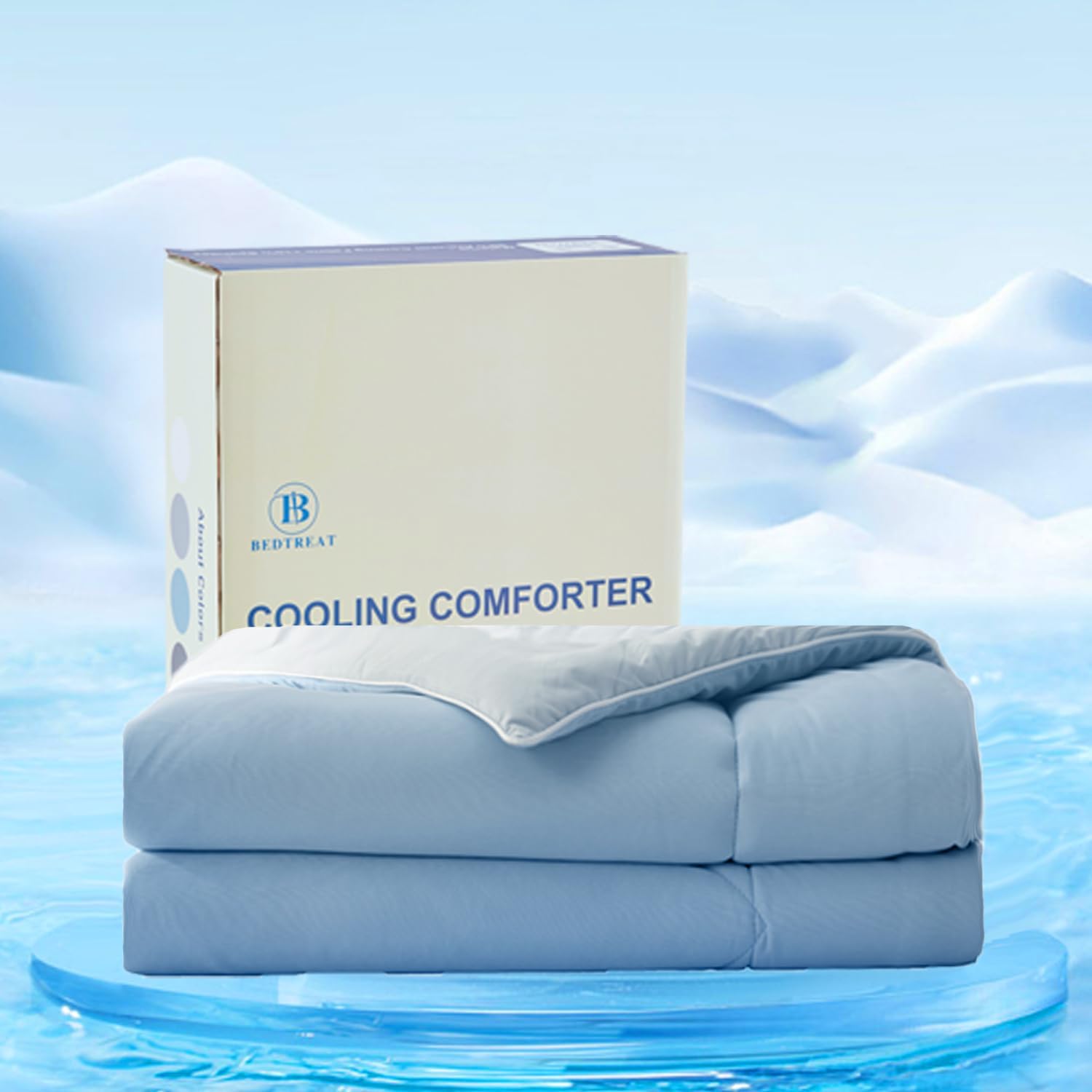 BedTreat Cooling Comforter King Size Cool Comforters for Hot Sleepers Cooling Blanket Breathable Comforter Summer Bedding Blue and Grey