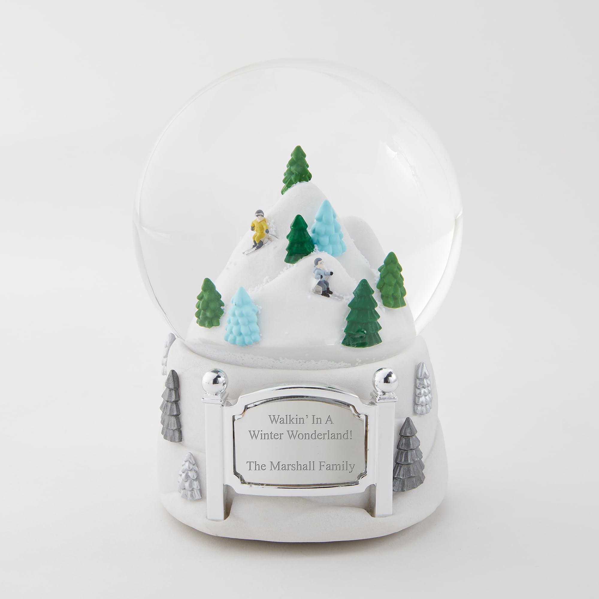 Things Remembered Engraved Skiing Mountain Musical Snow Globe (Free Customization), Plays Winter Wonderland Music