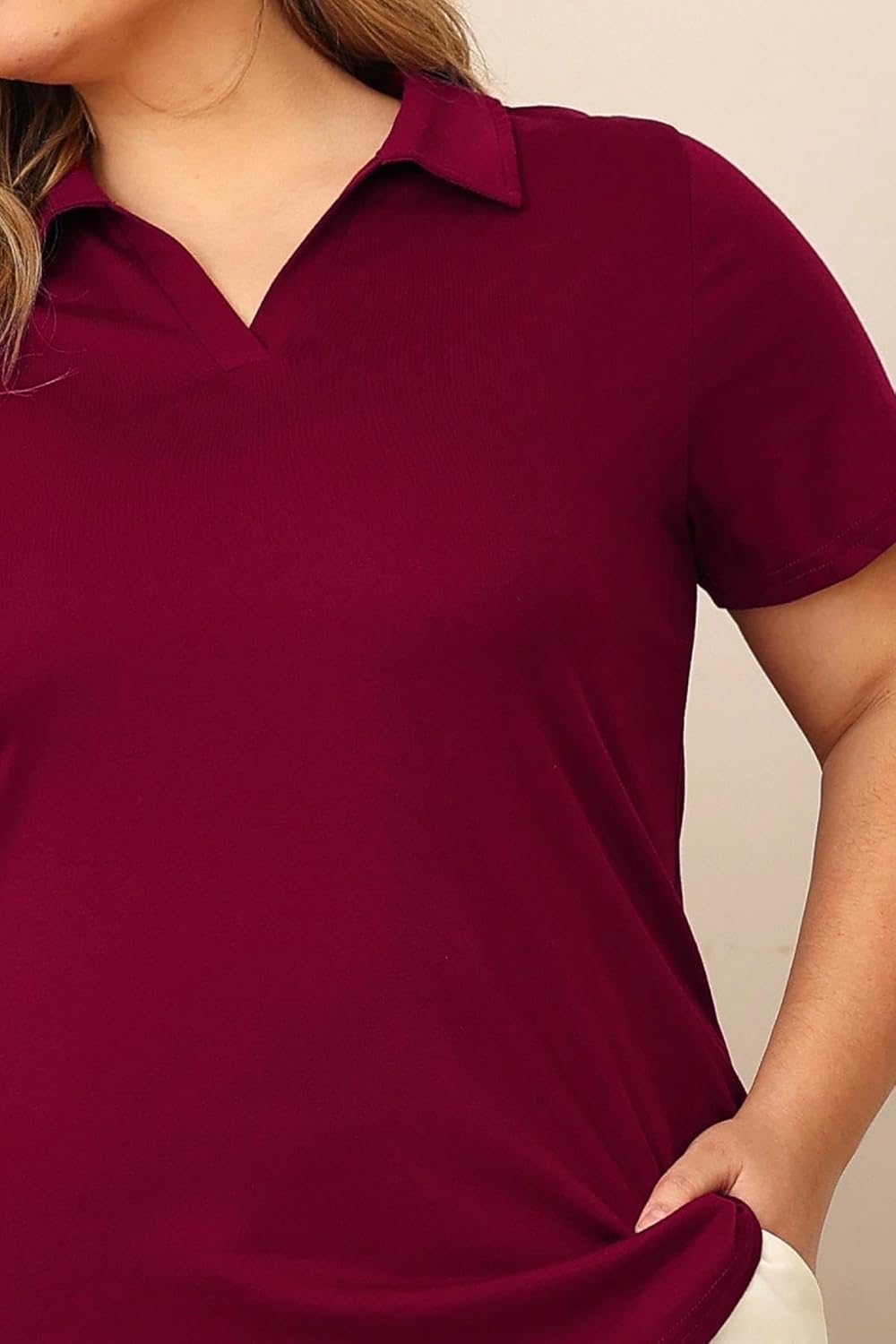 TIYOMI Plus Size Collared Polo Shirts Summer Short Sleeve V Neck Business Tops for Women XL-5XL - Image 7