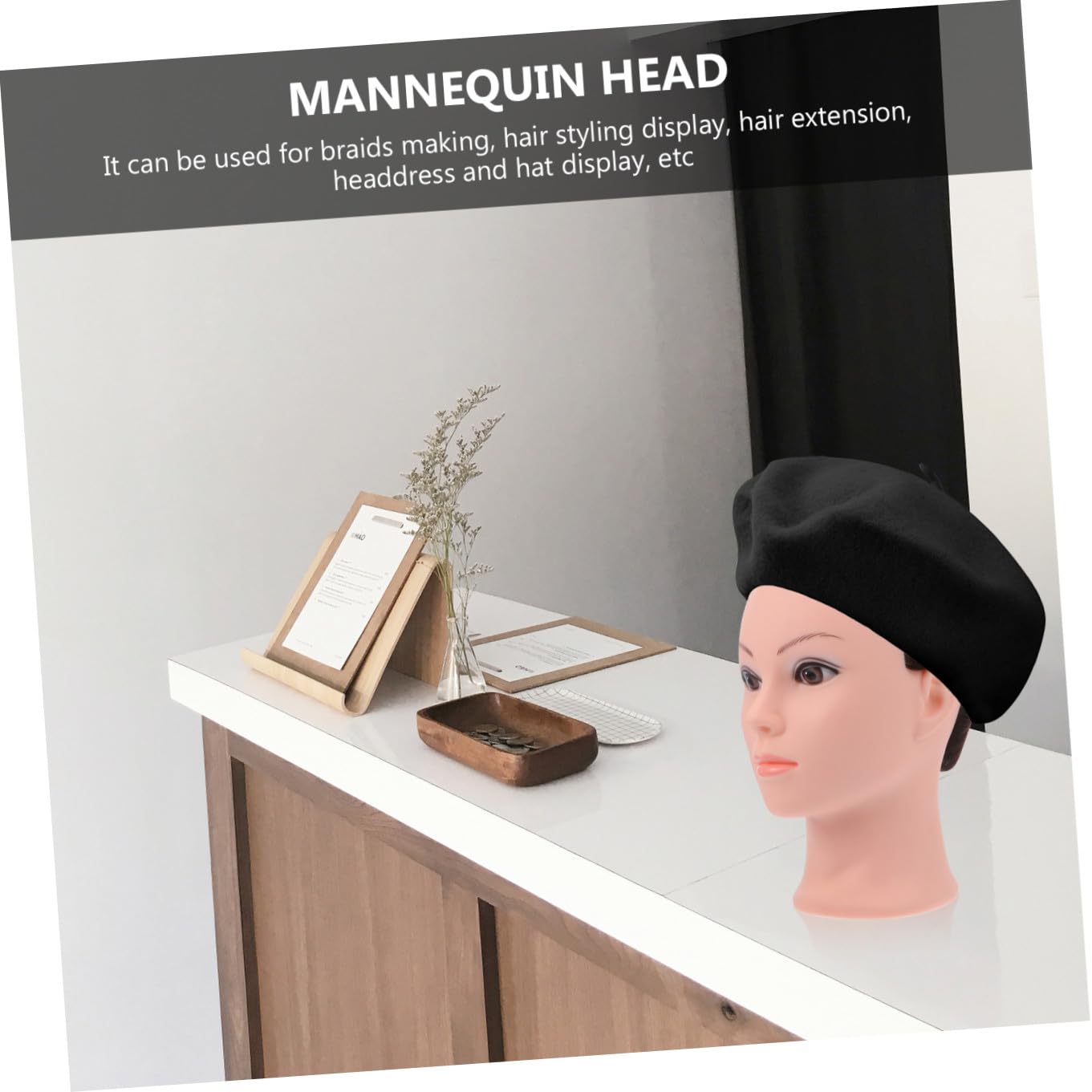 Tête de Mannequin D'entraînement pour Coiffure, Cheveux Longs