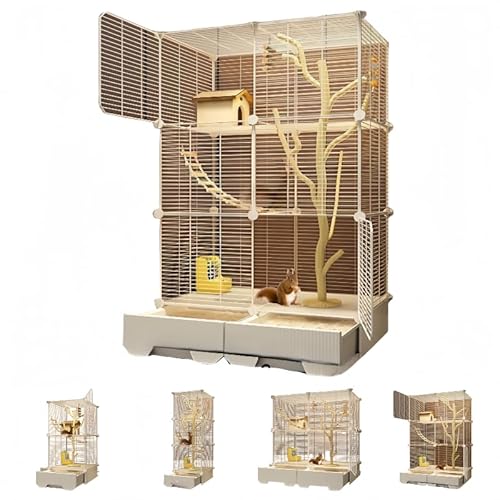 Zekono大型小動物ケージ 引き出し式トレイ付き フクロモモンガ、シマリス、デグー、フェレット用 ワイヤーメッシュ 縦型 通気性 多段式 ペットハウス 装飾品を含まない のみ (大号3層【74*37*125】,ペット飼育必須アイテム【引き出し式収納+プラ