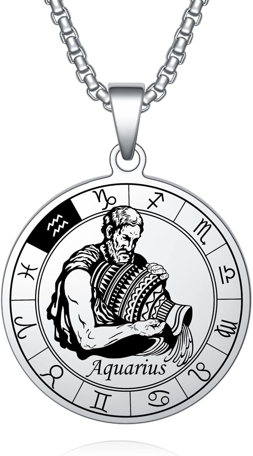 Zodiac Necklace Constellation Pendant Necklace Stainless steel Waterproof Astrology Horoscope Jewelry Birthday Gift