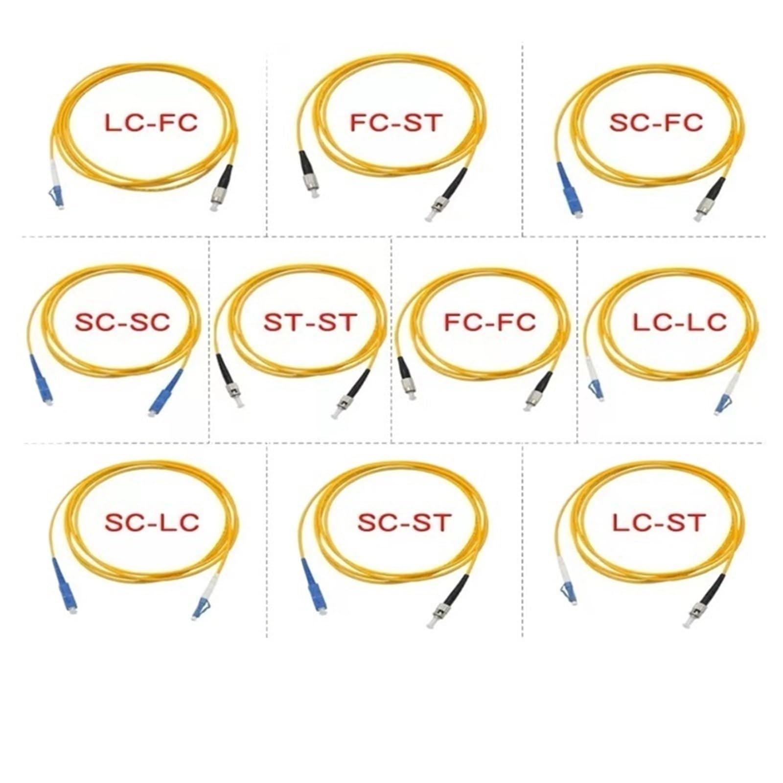 FC-ST Câble de raccordement Fibre Optique 10 Pièces 1-30 m Monomode 20 m 15 m 10 m Rallonge Simplex FTTH(FC-ST 70 m 1 pièce)