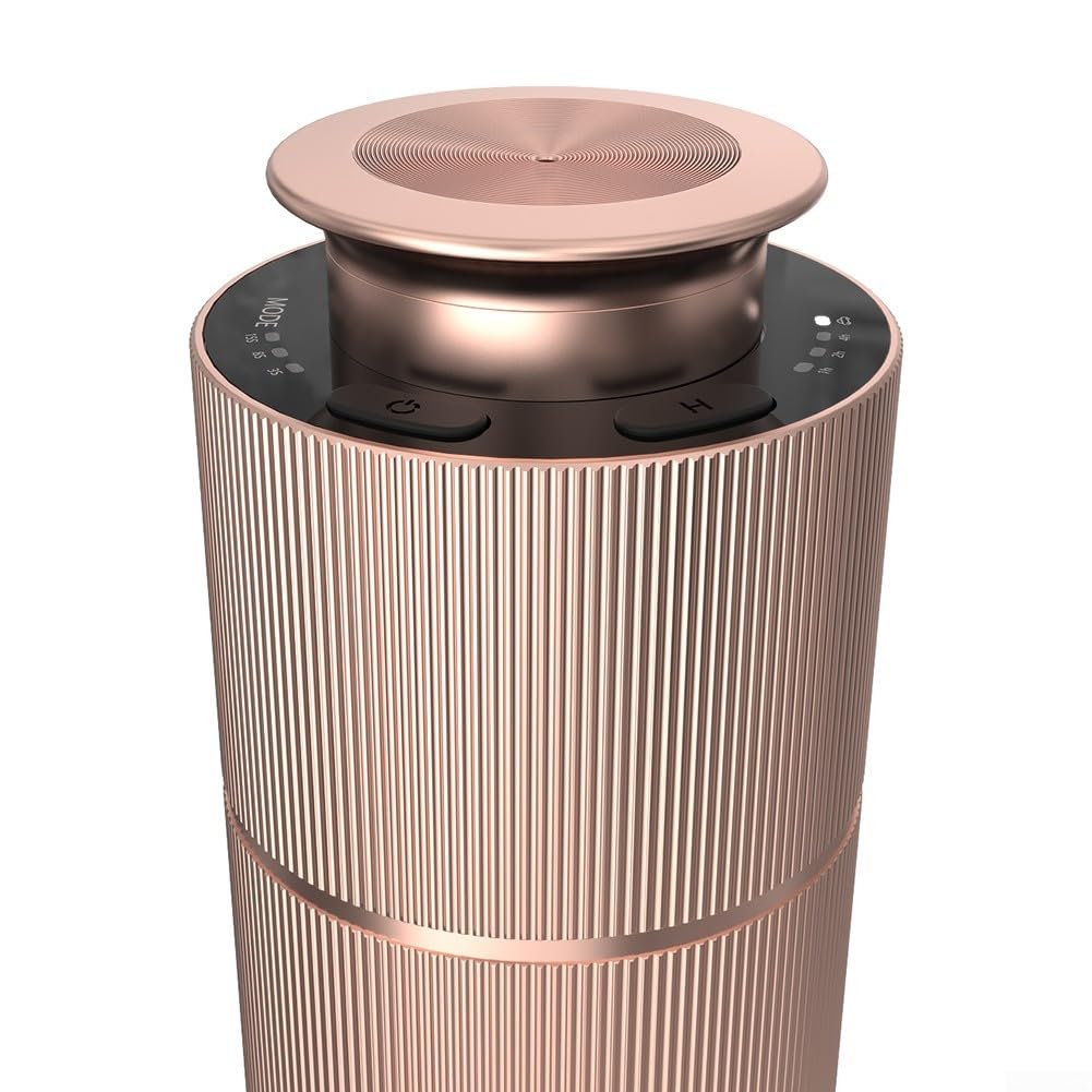 Difusor portátil de aceite esencial sin agua, nebulizador de aceite esencial silencioso, máquina de aromaterapia de metal para el interior del vehículo, capacidad de 20 ml (dorado)
