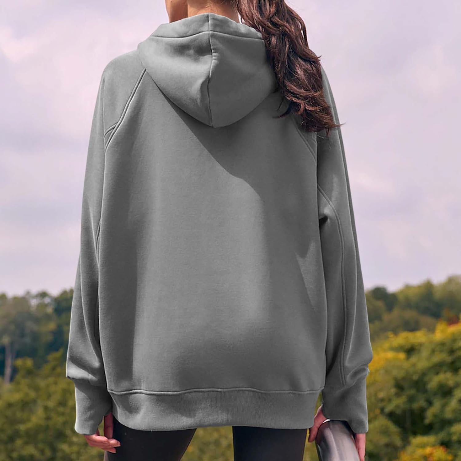 Womens Hoodies Pullover Fleece Sweatshirts Long Sleeve Hooded Sweatshirt with Thumb Holes Fall Fashion Outfits 2025 - Image 3