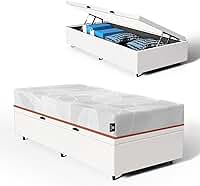 Cama Box Baú com Colchão de Espuma D33 a Vácuo Sonno Full - Umaflex (Branco, Solteiro)