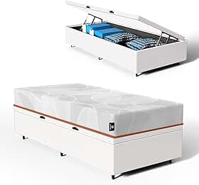 Cama Box Baú com Colchão de Espuma D33 a Vácuo Sonno Full - Umaflex (Branco, Solteiro)
