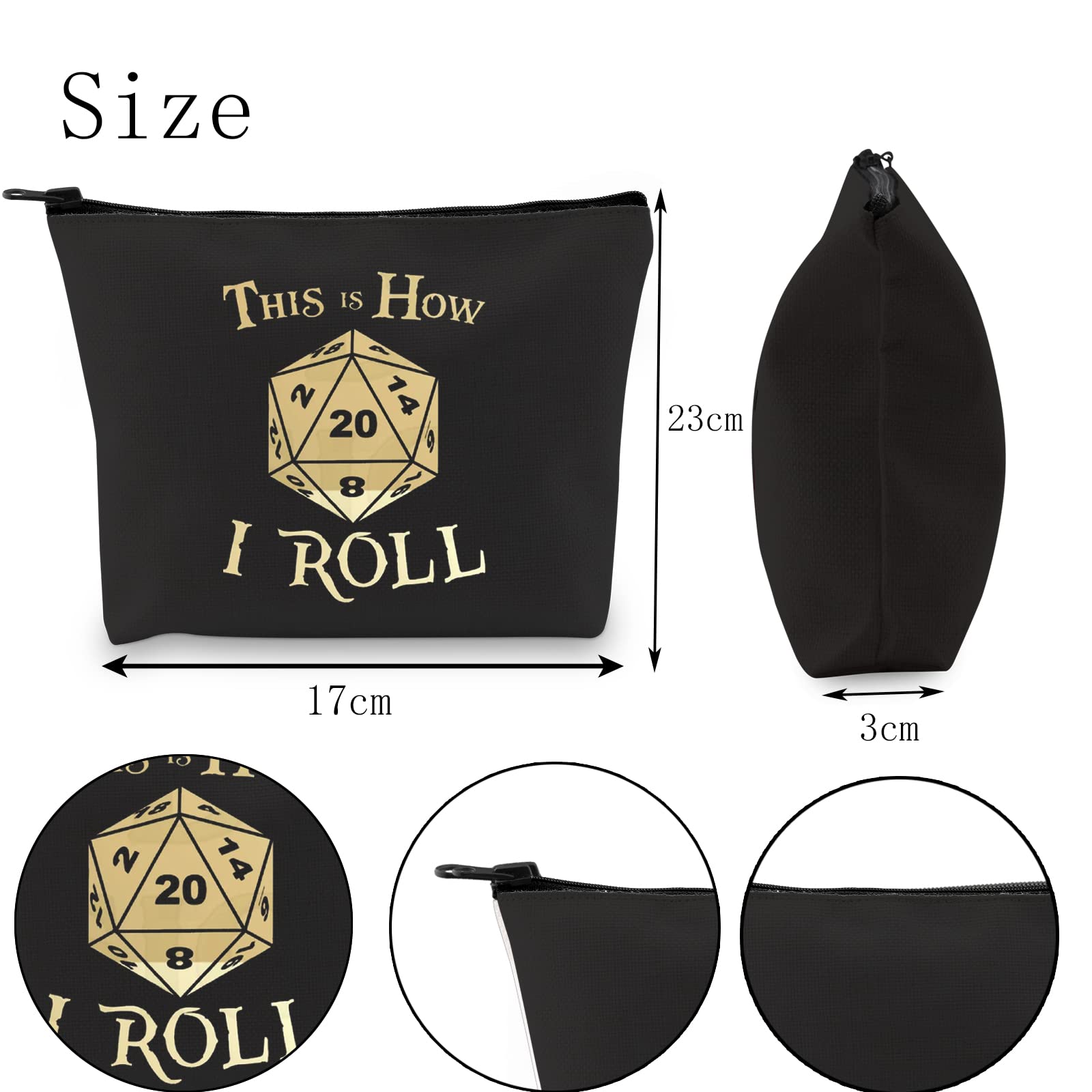 POFULL D&D Kosmetiktasche ‚This Is How I Roll‘ – Geschenk Für Rollenspiel-Fans