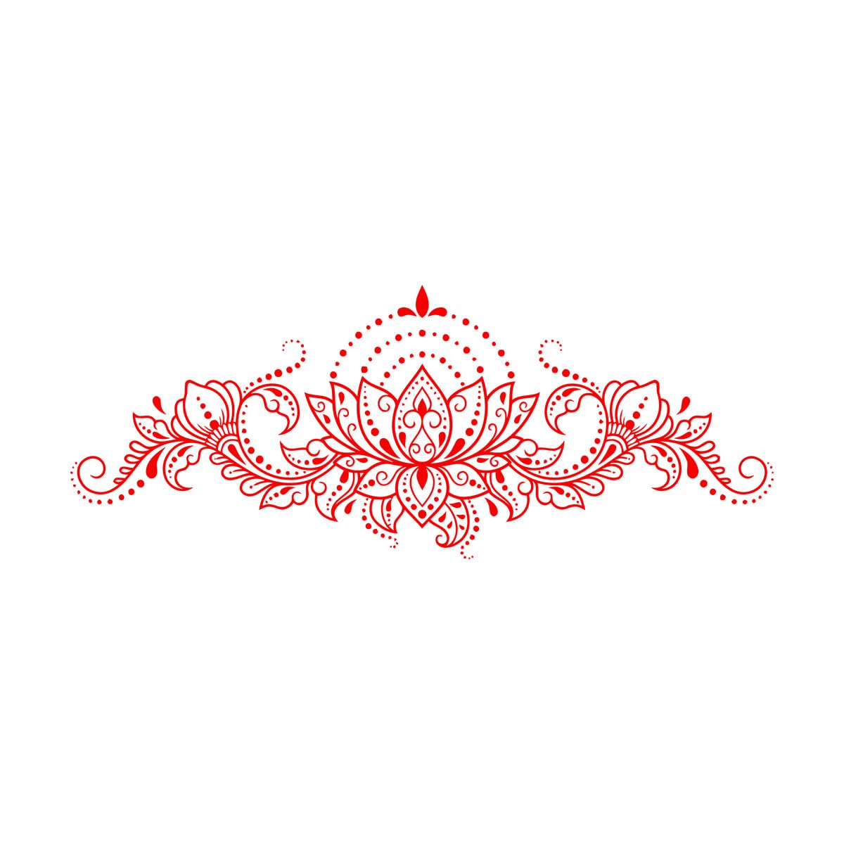 Lotus Flower Ornament Buddhism Yoga Mehendi Wall Decals 31.5x78.8cm Can Modify and add Information Large red