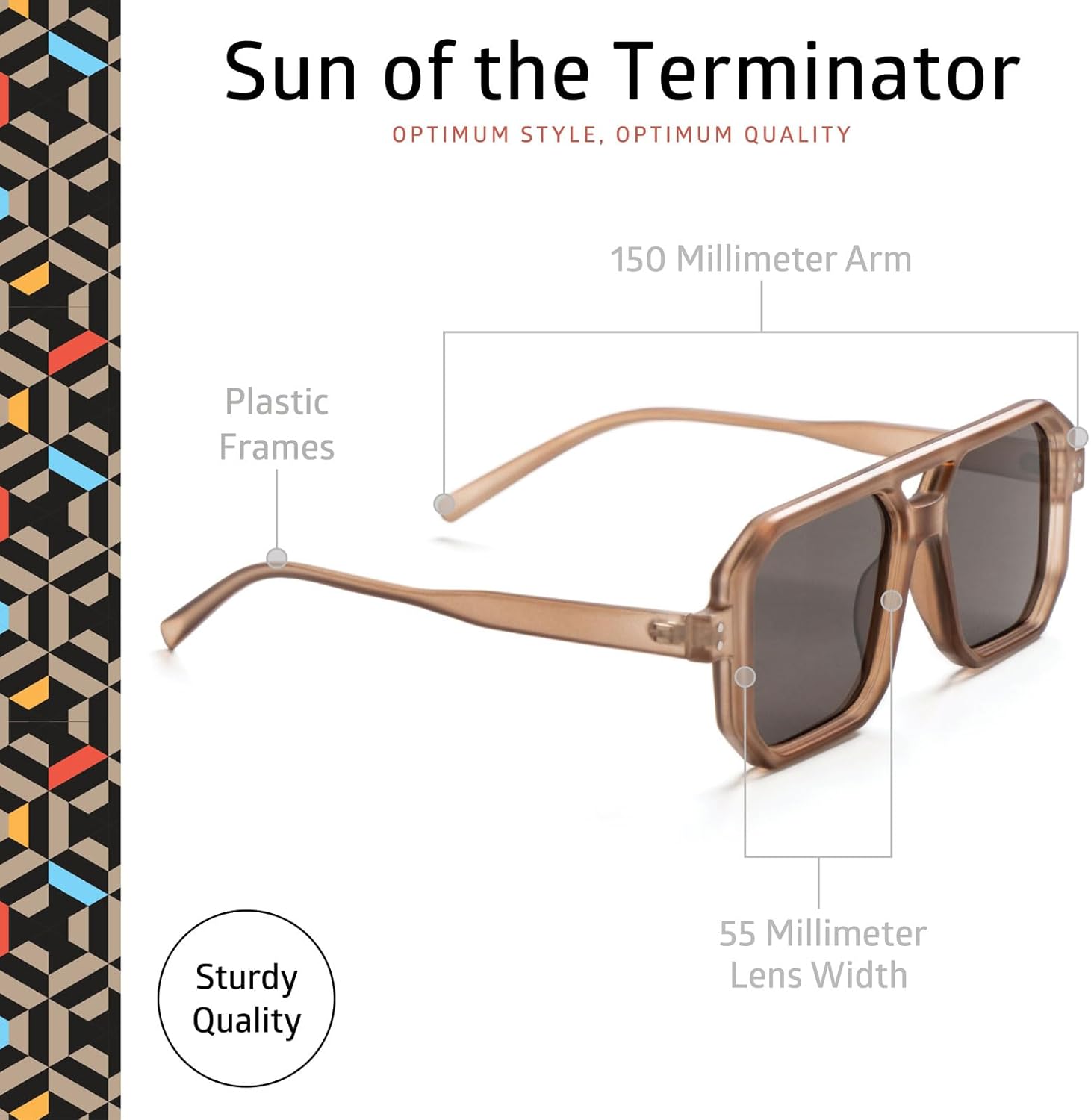 OPTIMUM OPTICAL Beige Rectangular Framed UV Protective Sunglasses for Women - Sun of the Terminator