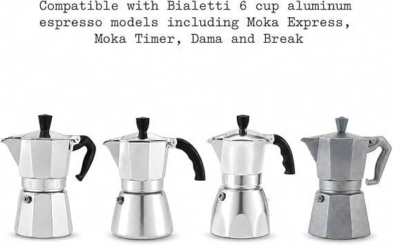 Univen 2.5 (64mm) Espresso Filter and Gasket Seals Compatible with Bialetti 6 Cup Aluminum Espresso Makers