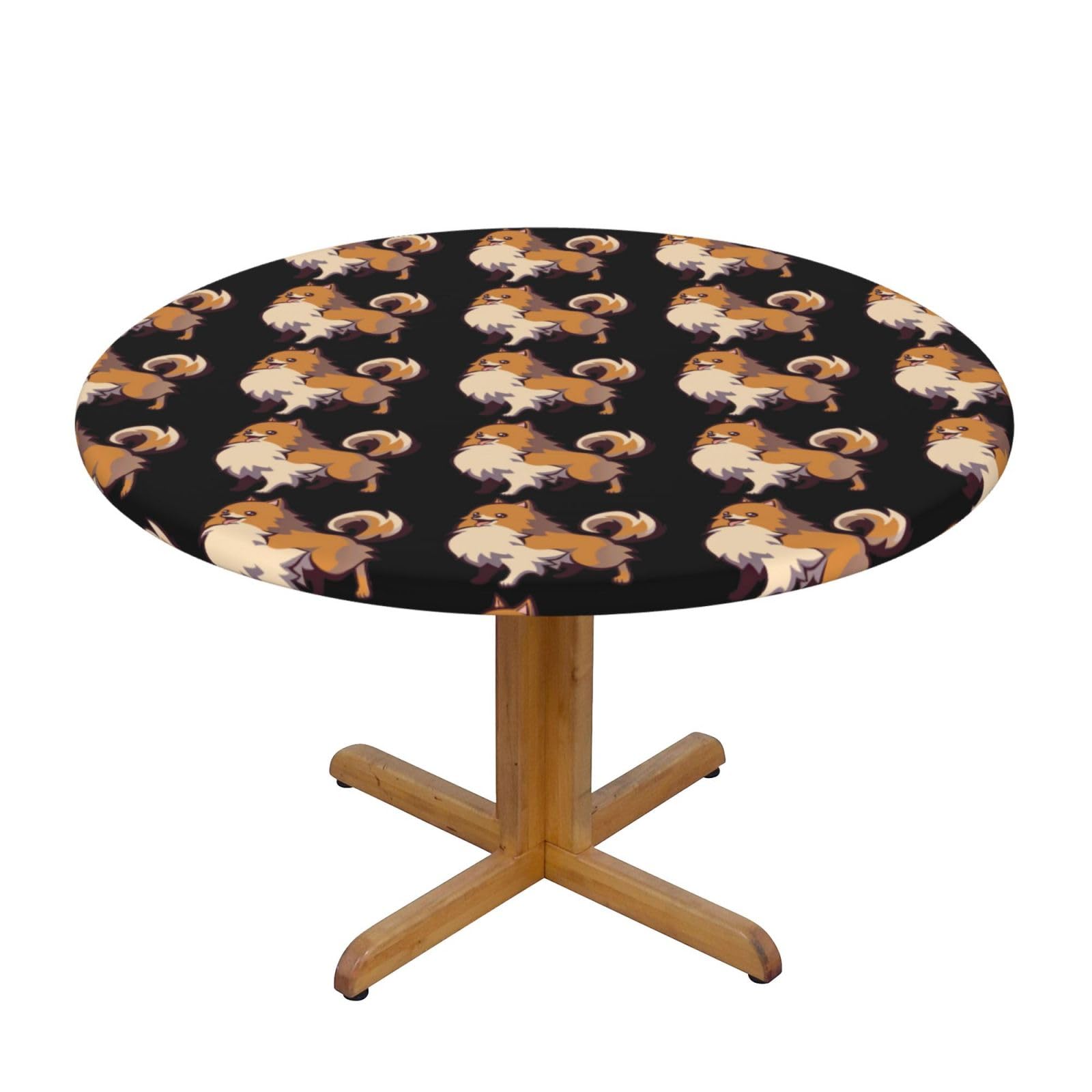 Nappe ronde imperméable motif Poméranie pour protéger une table ronde