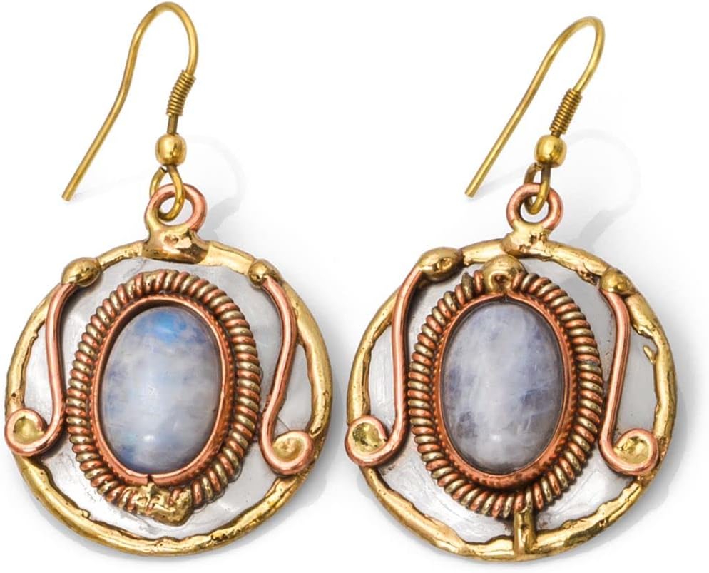 Anju E2212 Mixed Metal Earrings with Moonstone