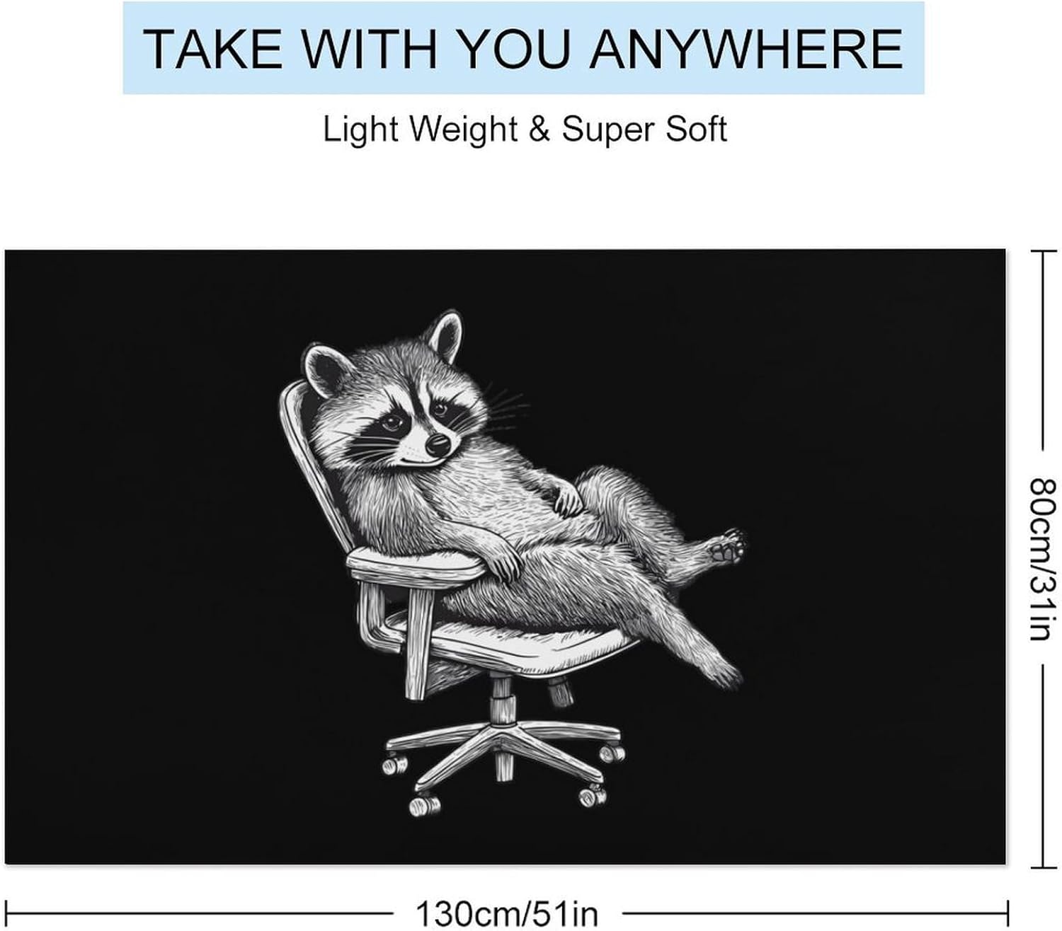 Relax Raccoon Oversized Beach Towel Soft Absorbent Pool Bath Swim Towels for Adults Travel Vacation Gifts 130x80cm