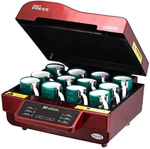 Heat Press Machine, 3D Sublimation Vacuum Printer, for Mugs, T-Shirts, and Phone Cases - Digital Printing Machine for Sublimation and Heat Transfer(Red)