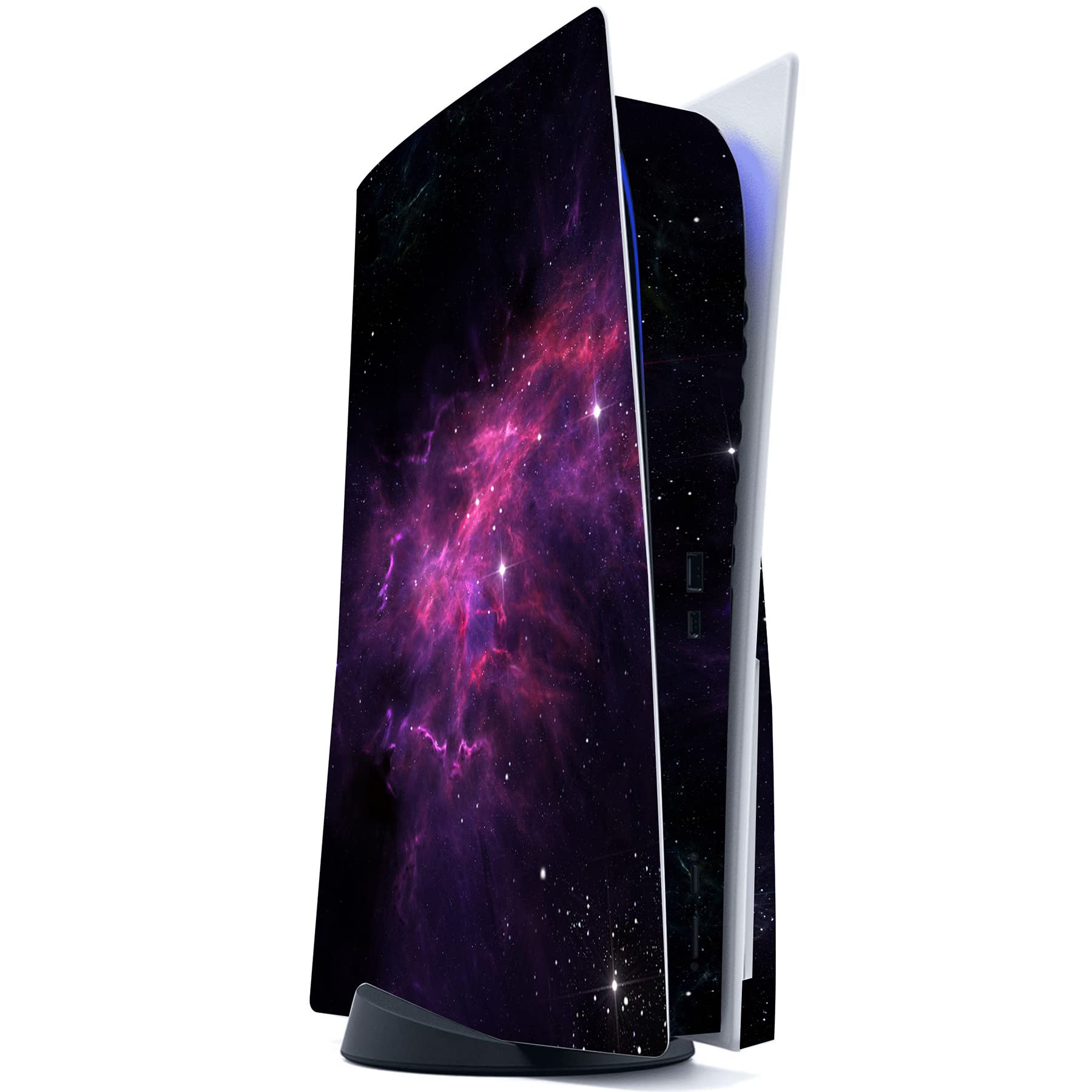 PlayVital for ps5 Skin - Disc Edition Full Set Vinyl Decal Sticker, Cover Skin Accessories for ps5 Controller & Charging Station & Headset & Media Remote - Purple Nebula - 3