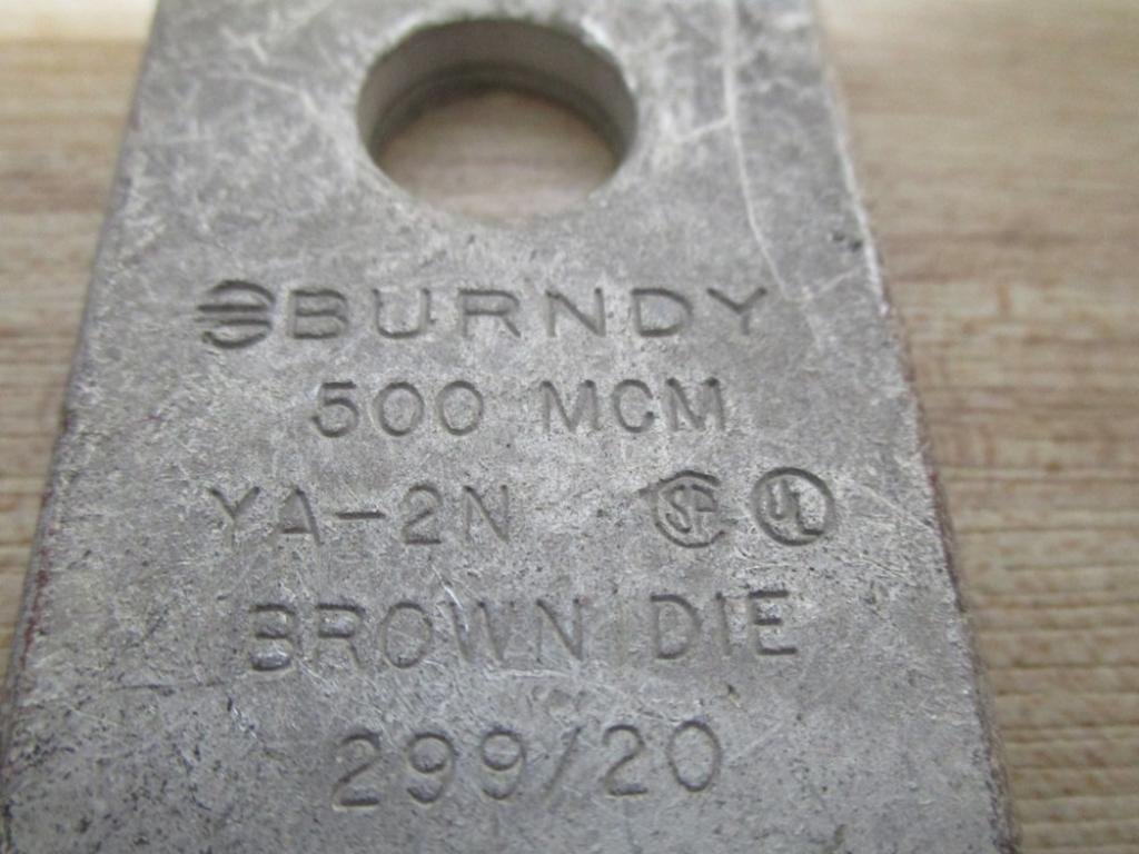 BURNDY YA342N 2 Holes, 500 MCM, CHAMFERED, Compression Lug, Copper, Long, TIN-Plates
