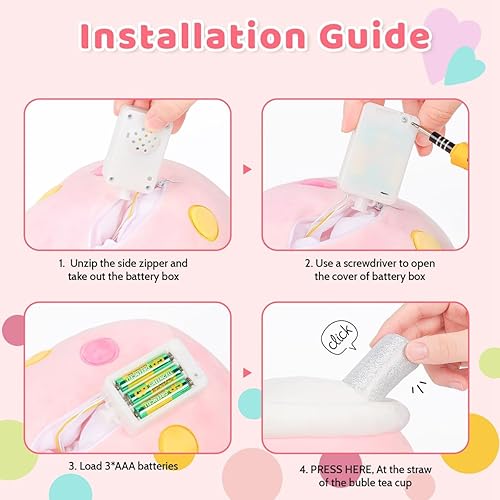 Miniatura 2 de AIXINI Almohada de té con burbujas de peluche con luces LED coloridas y luces nocturnas que brillan súper suave, color rosa, 9.4 pulgadas