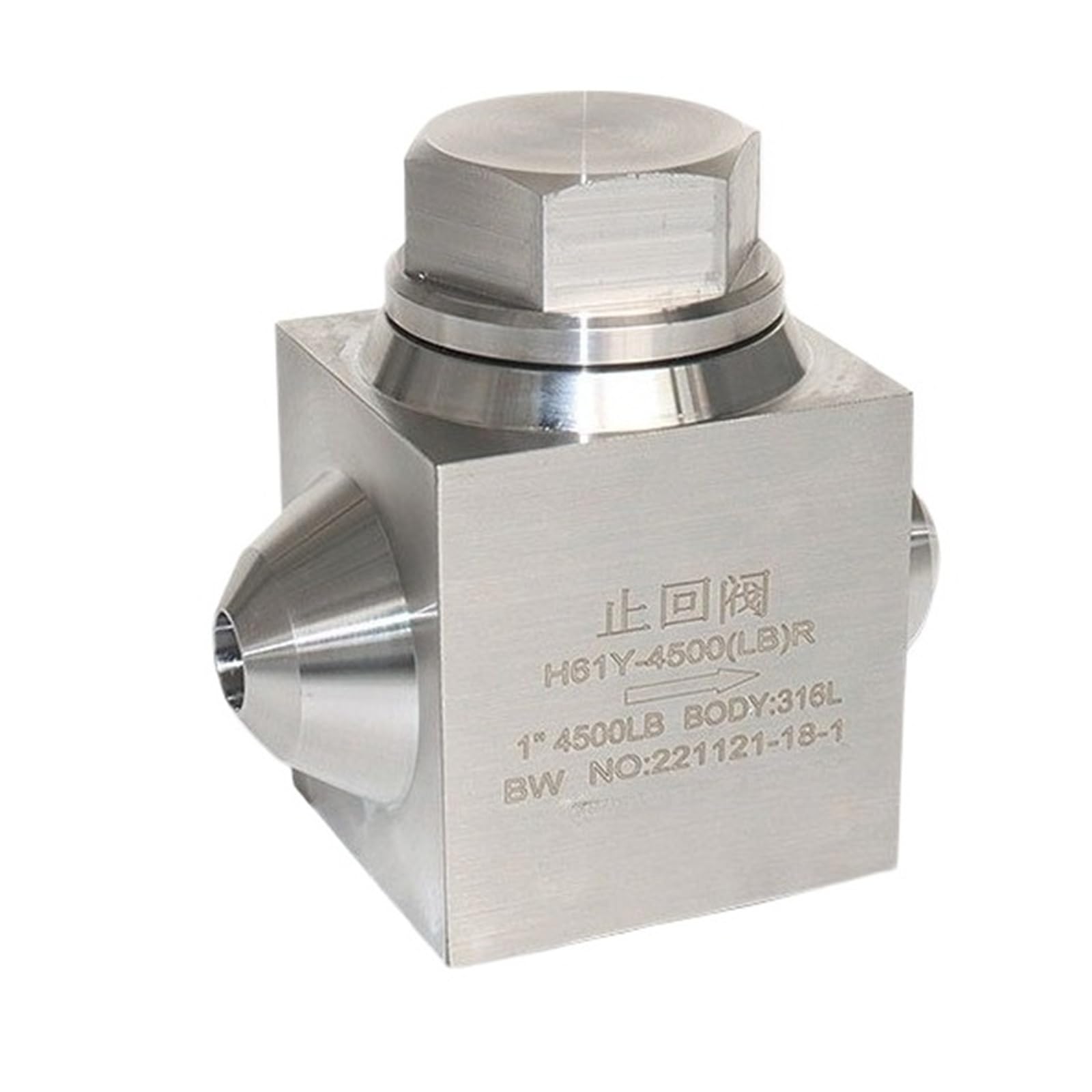 Belovek One Color High Pressure Welded Check Valve, Butt 4500Lb Stainless Steel 316L