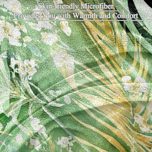 Plaid chaud feuilles vertes couverture douce pour cocooning sur canape et lit - 3