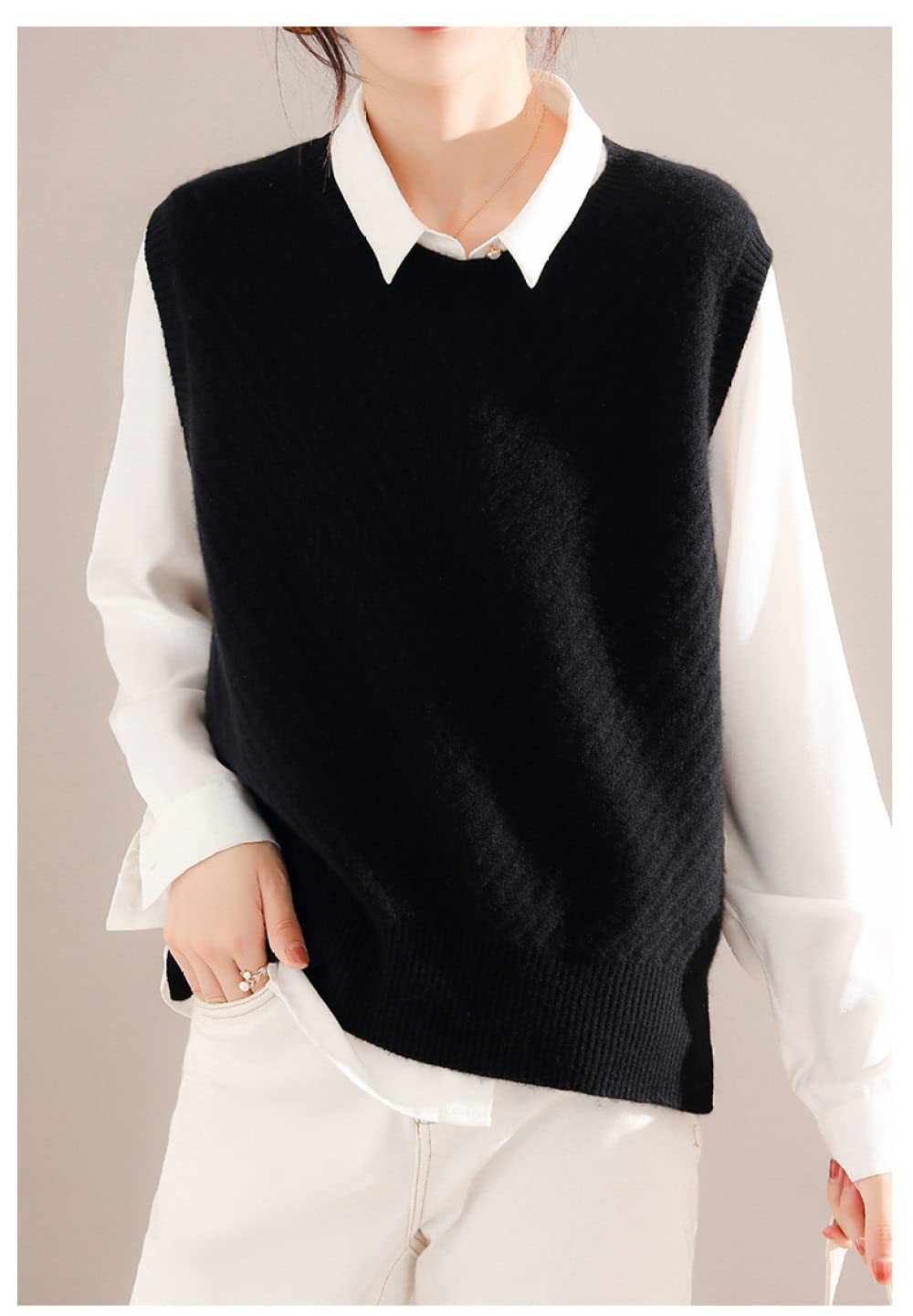 Maglione Senza Maniche Per Le Donne Maglione Alla Moda Da Donna Con Scollo A V Senza Maniche Gilet Lavorato A Maglia College Pullover Maglione Maglion Blu  Bf9ae517 F07d 5084 86dd Aa3f9042b938