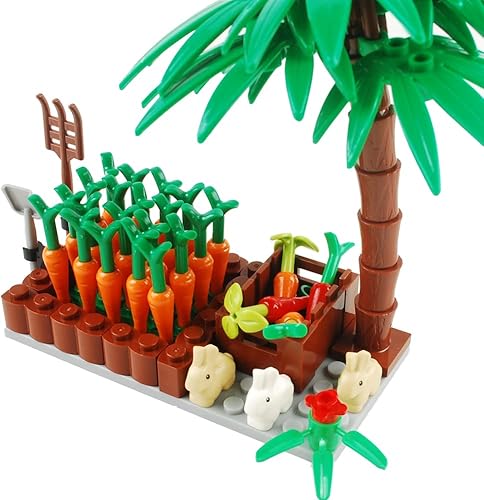 Miniatura 1 de NW - Bloques de construcción de granja, accesorios de sedería de parque, juego de plantas de ladrillos de construcción, kit de construcción de