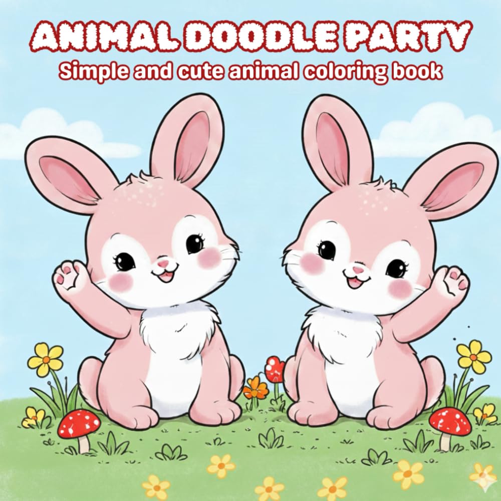 Animal doodle party: simple and cute animal coloring book