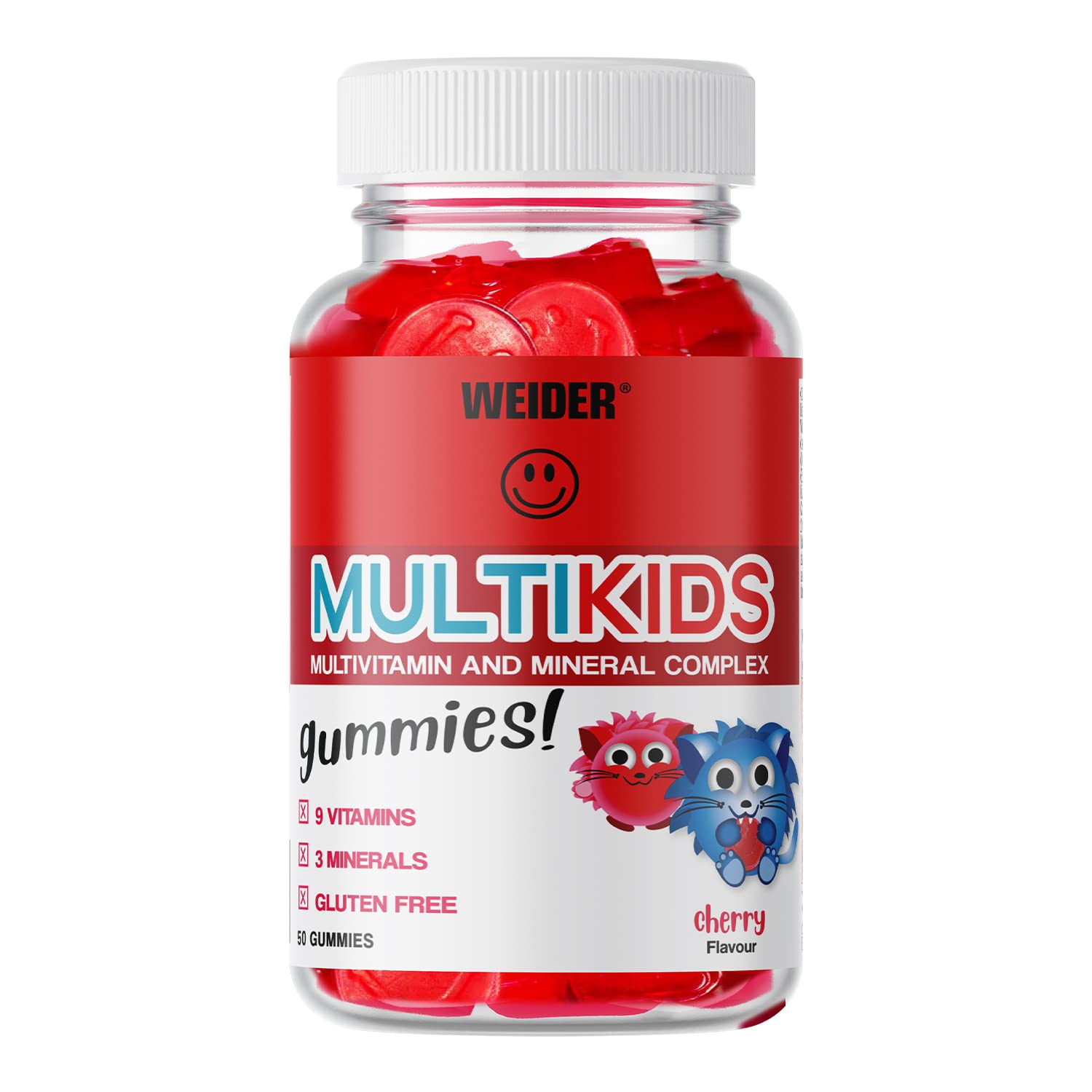 Weider Multikids Gummies - Vitamins for Kids - no Added Sugar - Child Friendly Texture and dose of Vitamins (D, E, C, B6, B12) - 50 Gummies