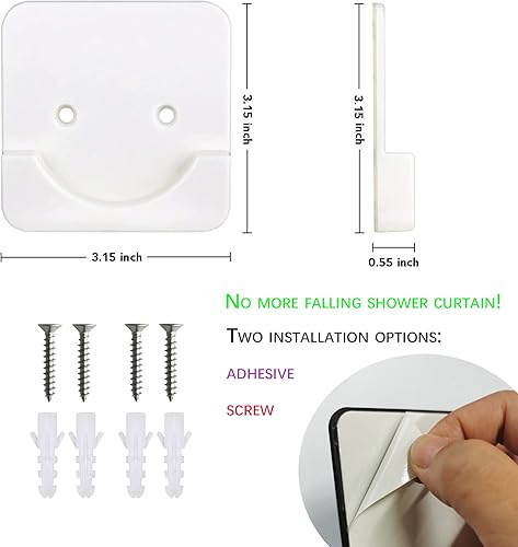 Miniatura 2 de Soporte para barra de cortina de ducha para pared, dos modos de instalación no destructiva e instalación perforada de la base de soporte de barra de