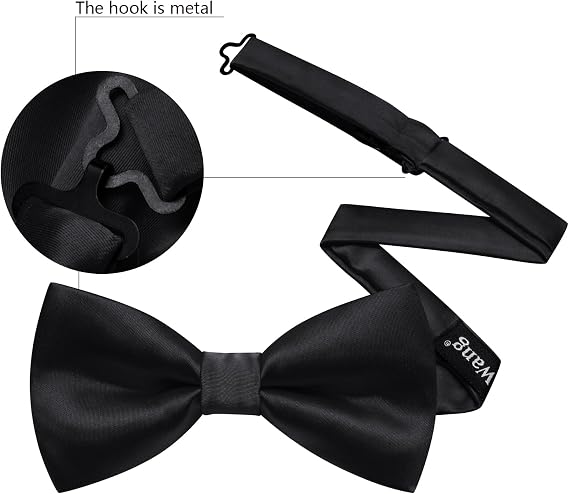 Barry.Wang Bow Ties for Men Pre-tie Bowtie Set Silk Handkerchief Cufflinks