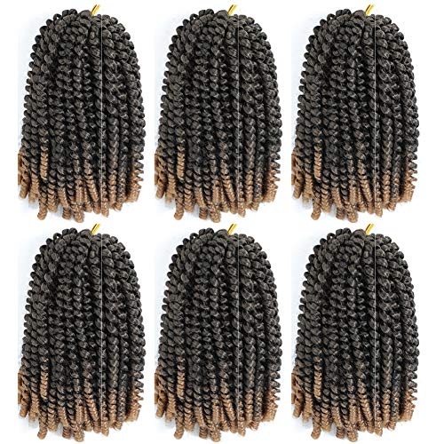 ROKTRESS Spring Twist Hair 8-Inch - 6 packs T27 Pre-looped spring twist crochet Braids, Ombre Colors Bob spring twist hair Low Temperature Kanekalon Synthetic Fiber Fluffy Hair Extensions (8 Inch,T27)