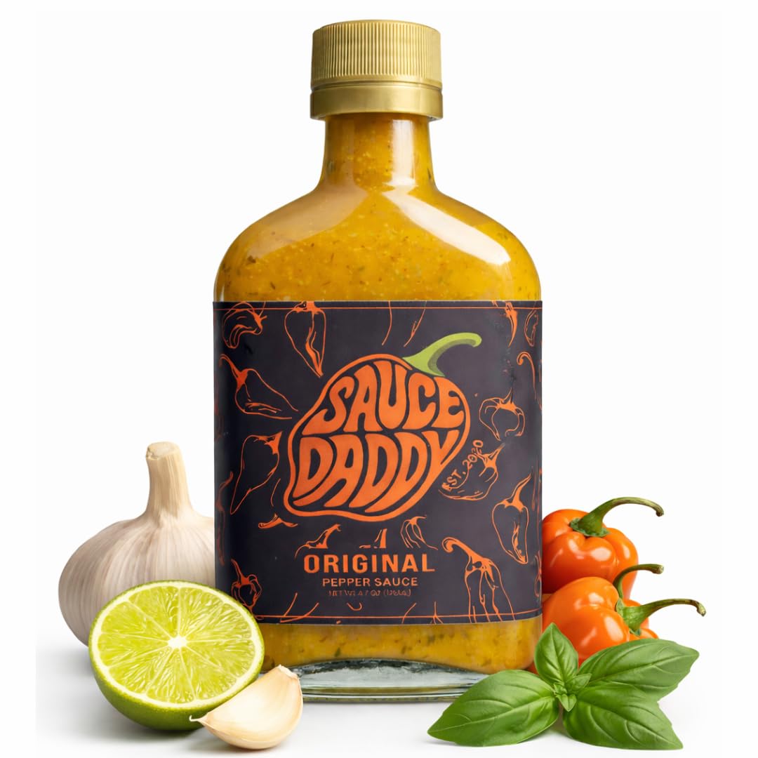Sauce Daddy Original Pepper Sauce, Lime & Basil All-Natural Sauce with Low Sugar, Gluten Free, Low-Calorie, No-Carb, Perfect for Meal Prep and Dieting