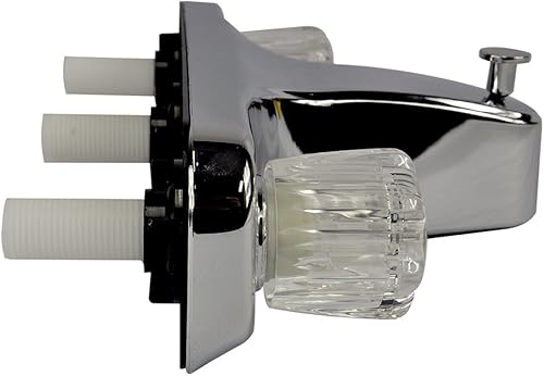 Miniatura 3 de Danco Mobile Home RV Grifo de Ducha y Bañera de Montaje Central, 8 pulgadas, 2 Manijas, Cromado con Manijas Acrílicas Transparentes (33156X)