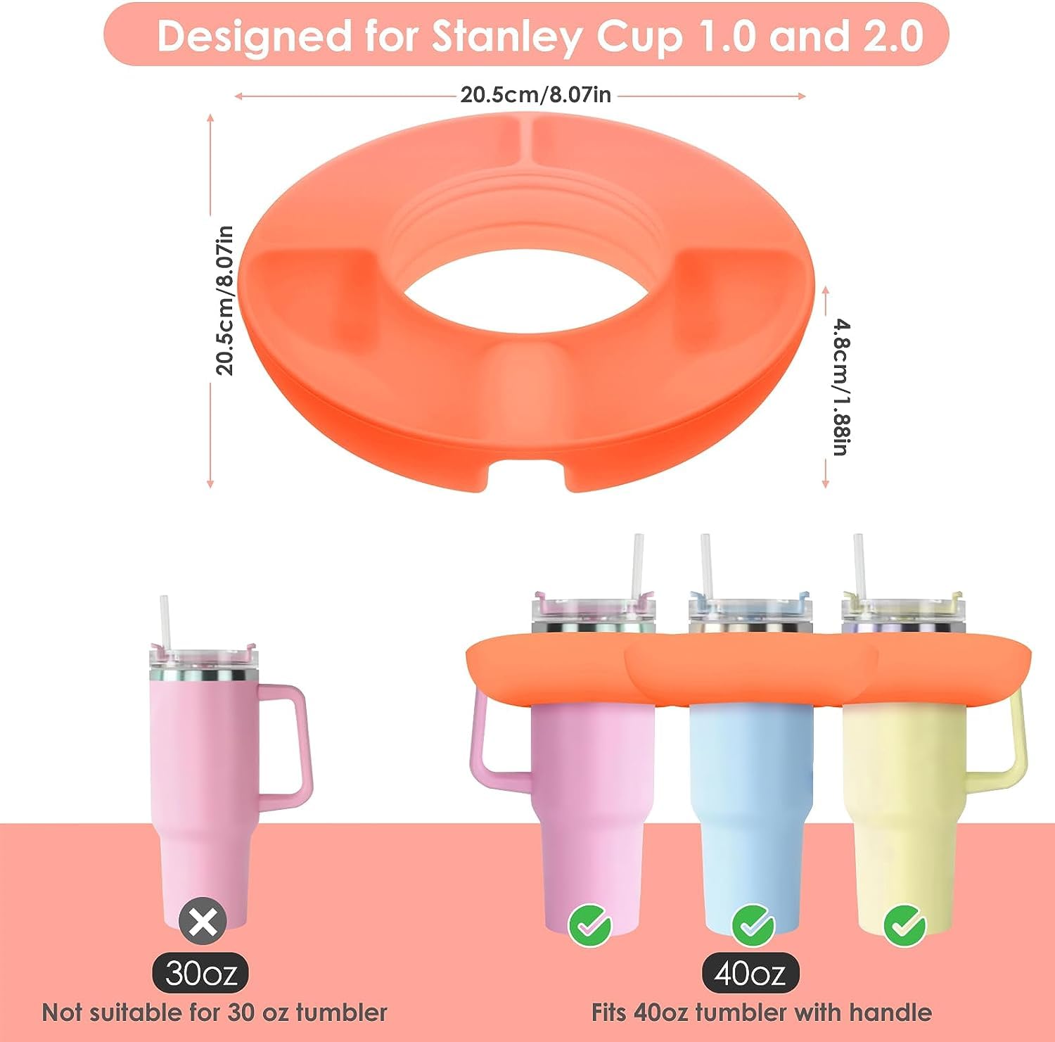 Bol à Goûter Pour Stanley 1,2 L, Plateau à Goûter Réutilisable En Silicone Pour Stanley, Plateau à Goûter Avec 4 Compartiments Pour Tasse Stanley, Plateau à Goûter Pour Stanley 887 Ml