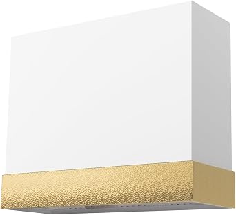 Akicon Stainless Steel Range Hood 36 Inch, 3 Speed Fan with LED, Modern Box 600 CFM Ducted Kitchen Hood with Powerful Motor, Wall Mounted, Signal White with Gold