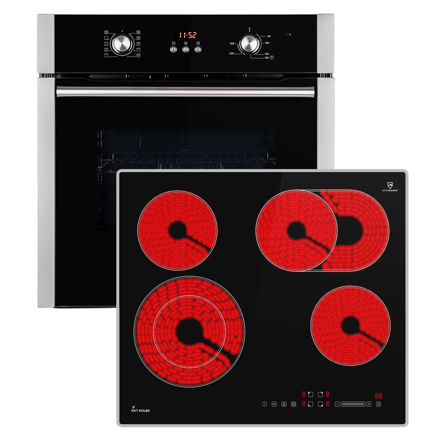 Kuchenka: 60 cm piekarnik do zabudowy BO8805SS + 59 cm płyta ceramiczna CH5901AL | grill | gorące powietrze | automatyczny timer | podwójne przeszklenie izolacji termicznej | blokada przed dziećmi |