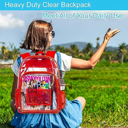 Image of AGSDON Clear Backpack, Heavy Duty Transparent Bookbag, See Through PVC Backpacks for Women Men