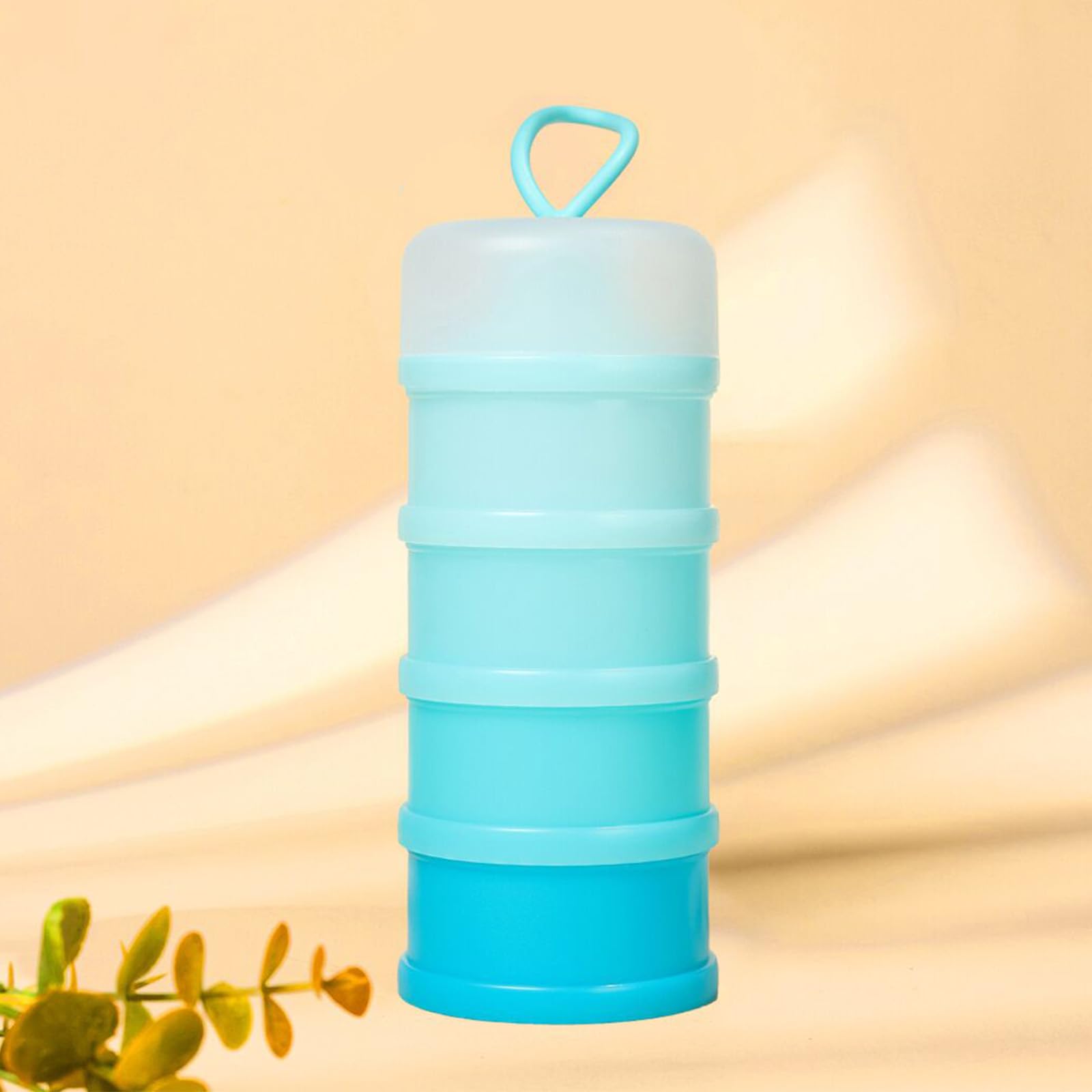 Queta Infant Milk Powder Dispenser, 480ml Stackable Baby Food, 4 Layers Portable Milk Powder Container/Grain/Food/Fruit/Snacks (blu)