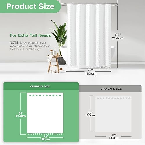 Vista 213 de Dynamene - Cortina de ducha, bohemia y rústica con rayas con chebrón en relieve, cortina texturizada para decoración de baño, juego de cortina A.