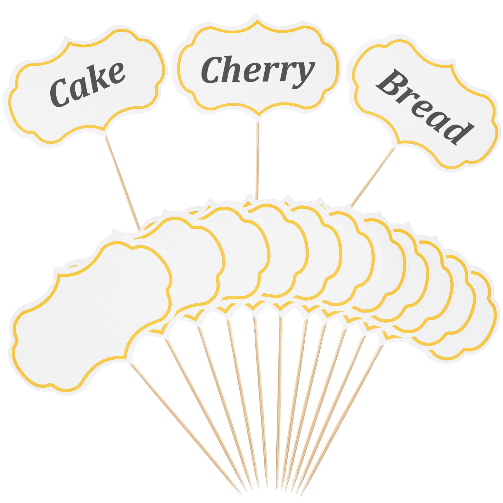 Nogeqi 50 Pieces Food Signs for Buffet Cheese Markers Food Labels for Party, Foods Tags Toothpick Flags Cupcake Picks Blank for Charcuterie Wedding Birthday Party Decorations (White)